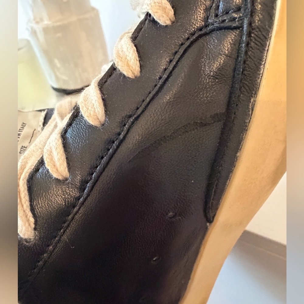 Golden Goose Black and White Shearling Superstar Sabot Sneakers - Picture 6 of 7